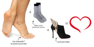 wear foot pads under stockings to prevent blisters, shoe friction and skin irritation